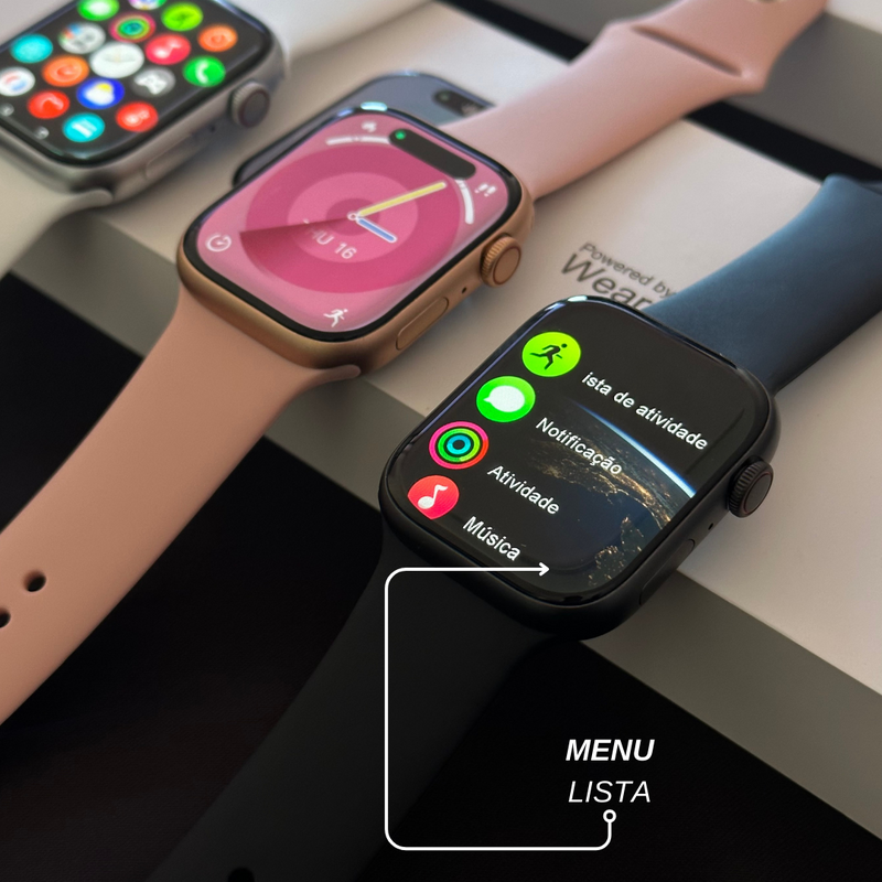 Relógio smartwatch W99+ Amoled: Tela AMOLED, funções exclusivas e design elegante, Sua música, suas fotos, seu estilo