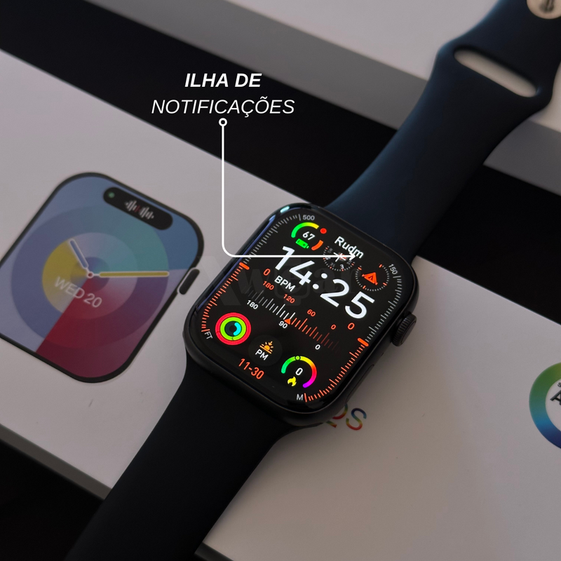 Relógio smartwatch W99+ Amoled: Tela AMOLED, funções exclusivas e design elegante, Sua música, suas fotos, seu estilo