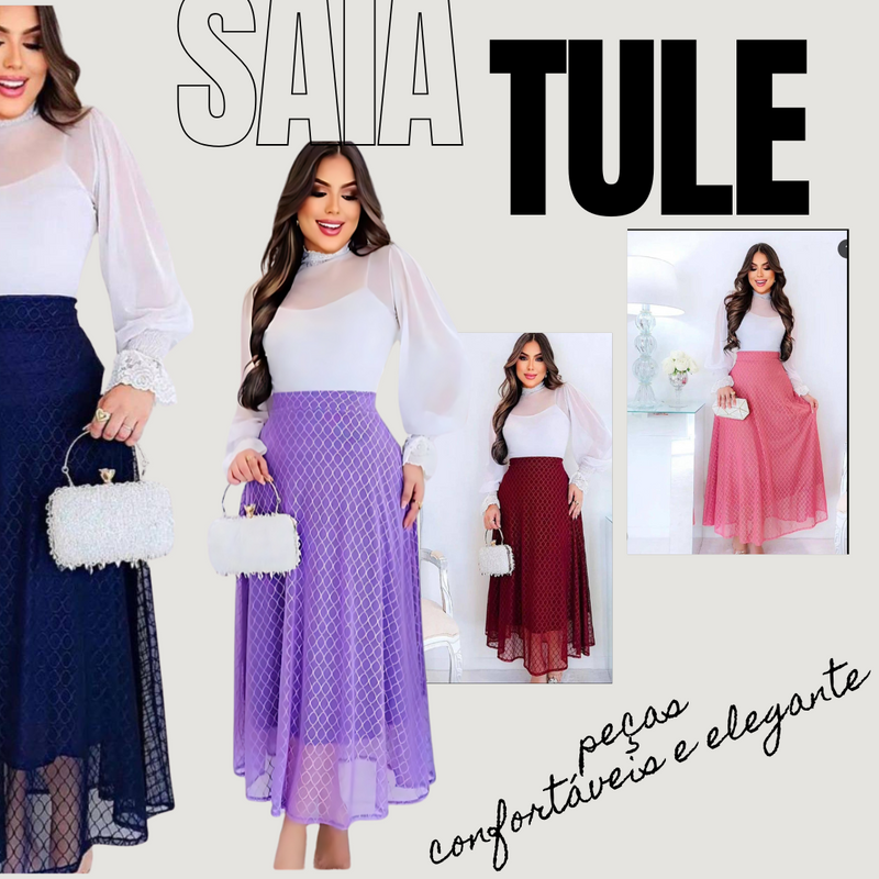 Saia de Tule Forrada: Elegância Leve e Conforto Absoluto para o Seu Estilo Único