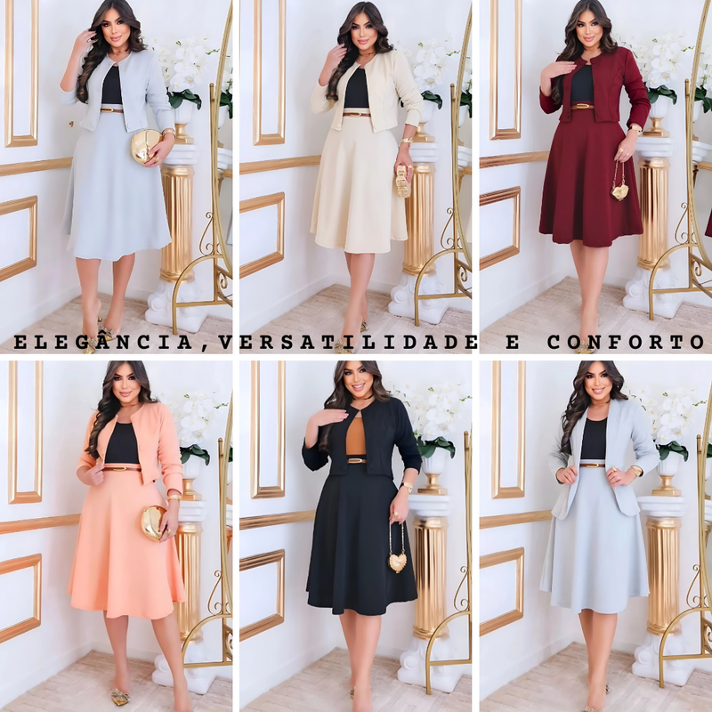 Conjunto Blazer Midi 4 em 1: Elegância, Versatilidade e Conforto para Todas as Ocasiões