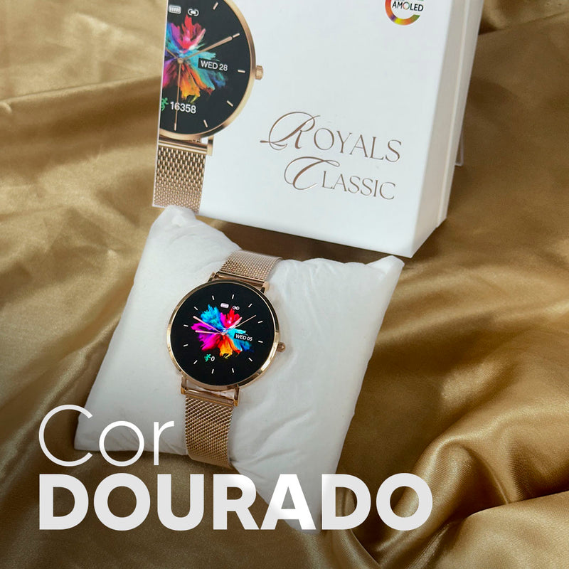 Royals Classic Smartwatch: Elegante, Tela AMOLED, Monitoramento Avançado